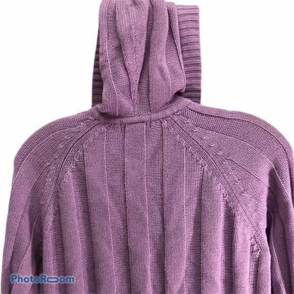 Cherokee purple knitted snap down sweater cardigan long sleeve hooded large READ - Picture 3 of 6
